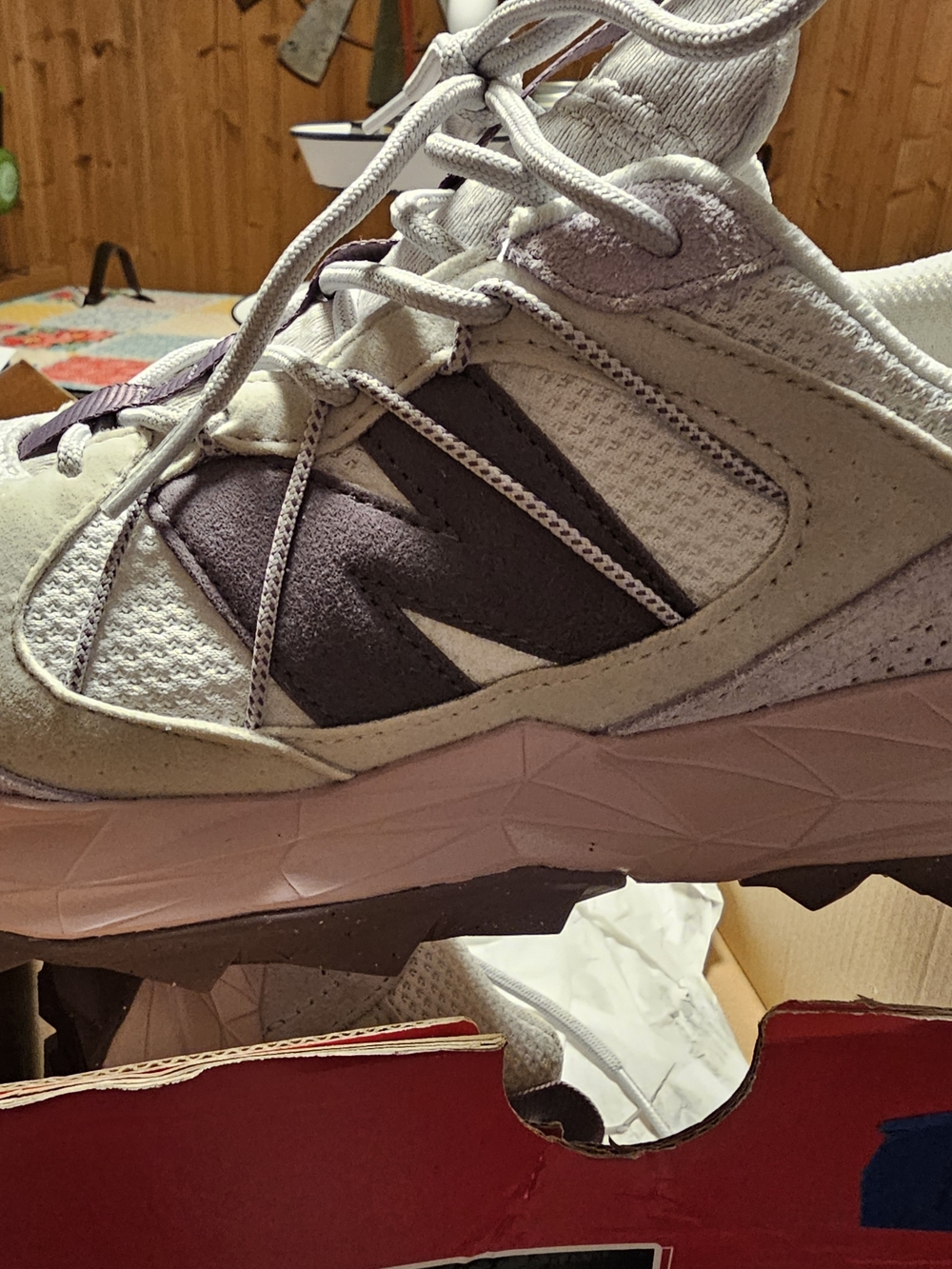 New Balance White and Light Gray Trail Runner Sneaker